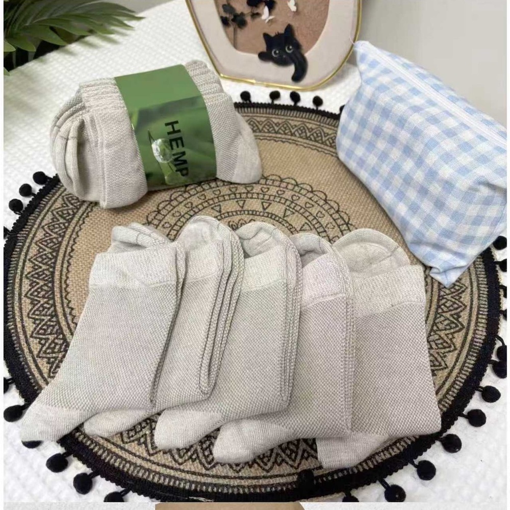Set of 5 Organic Linen Mesh Knit Unisex Socks, Flax Socks, Eco-Friendly Socks
